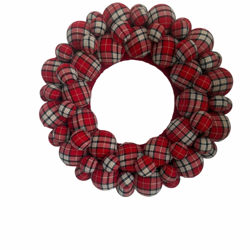 Plaid Fabric Wreath, 25”